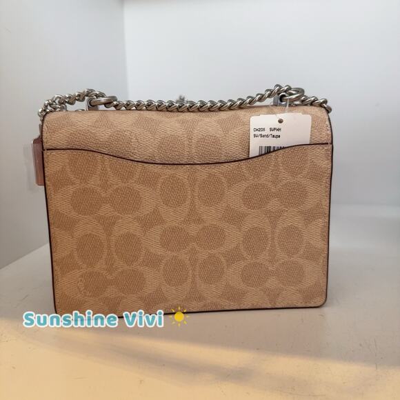 NWT Coach Mini Klare Crossbody Bag Signature Canvas CW206 Silver/Sand/Taupe - Picture 2 of 9